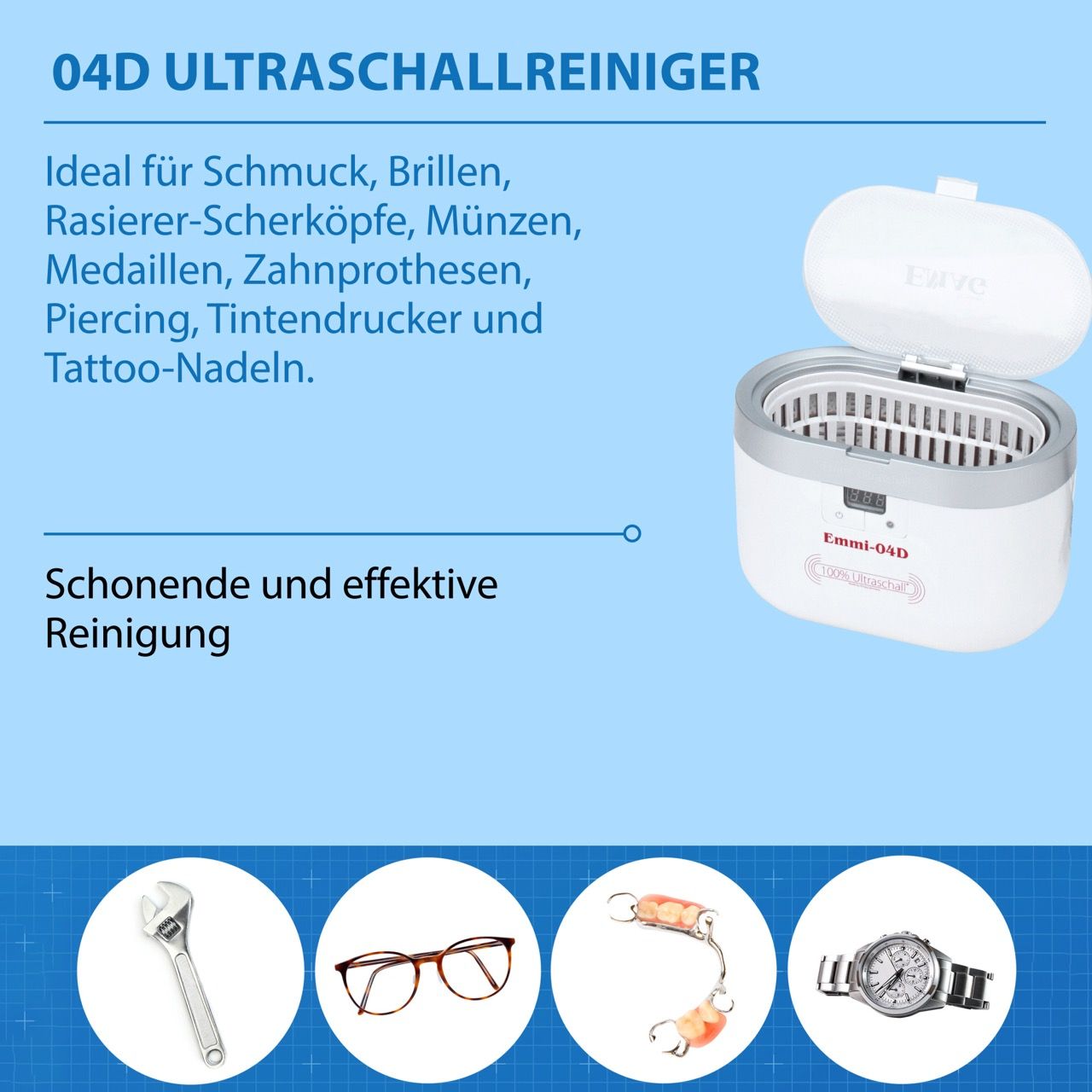 04D Ultraschallreiniger + Dental-Reinigungskonzentrat 100ml