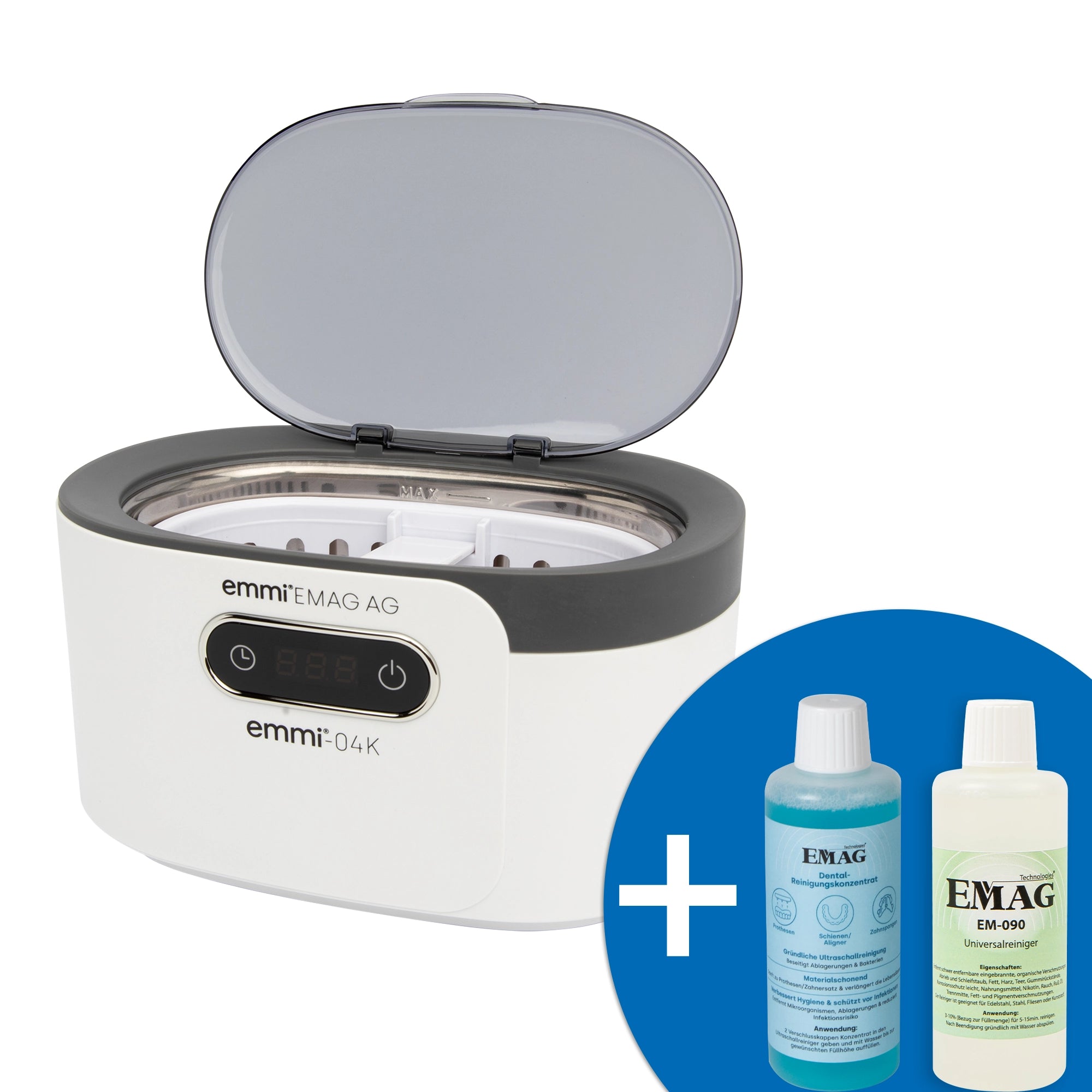 04K Ultraschallreiniger mit Edelstahlwanne + Dental-Reinigungskonzentrat 100ml